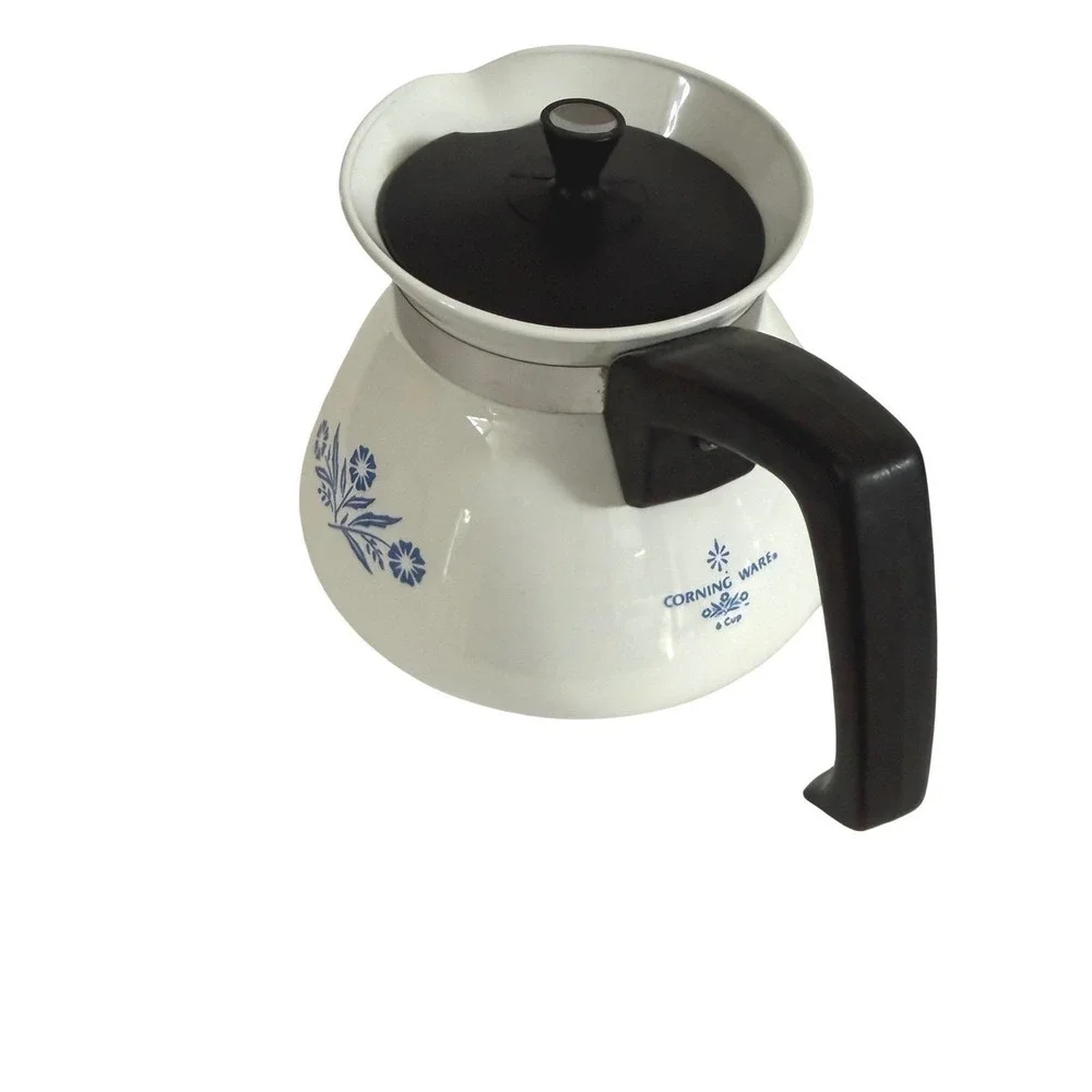 Vintage Corning Ware Blue Cornflower 6 Cup Tea Pot Kettle w/ Lid P-104 MCM 1960s